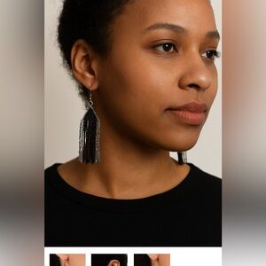 Chic Black and Silver Tassel Earrings